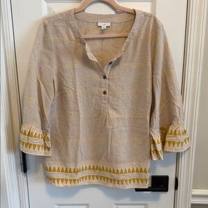 J. Jill Organic Cotton Blend Striped Pull Over Tunic Blouse Sz M